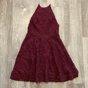 Ark & Co Low Back Burgundy Lace Dress